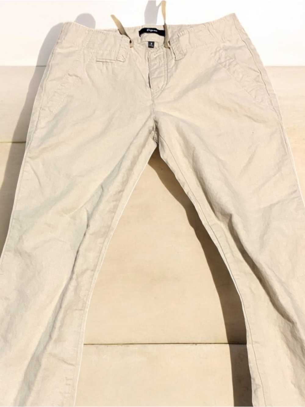Express Cream Linen Blend Casual Pants Women's Size 2 Summer